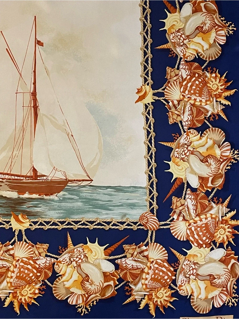 Beautiful Christian Dior Silk Scarf Sailing Sailboat 34 In Excellent Condition